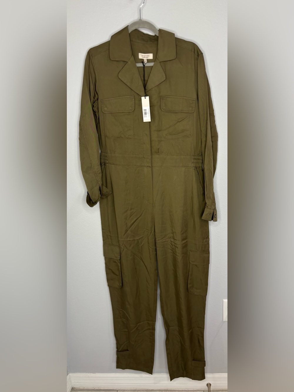 MARTHA by Martha Stewart Relaxed Utility Jumpsuit in the color Turtle, medium